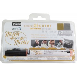 Pebeo Gedeo, Mirror Effect Kit, 1.2 mm Gilding Paste Marker + 2 Mirror Effect Sheets
